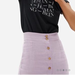 Everlane Linen Button Front Skirt Lilac 10